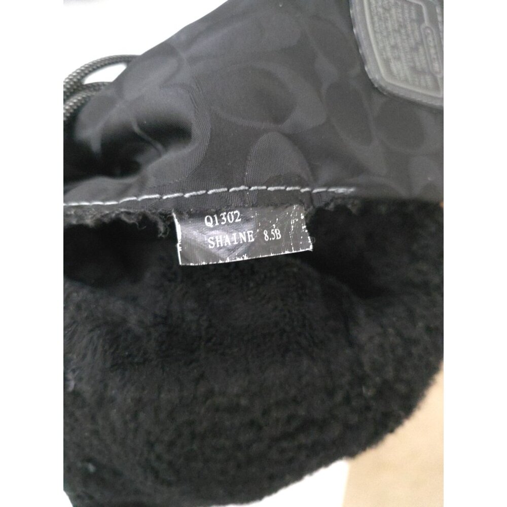 Coach SHAINE Black Signature Lined Lace-Up Leather Nylon Winter Boots Size 8.5 B - Picture 8 of 9
